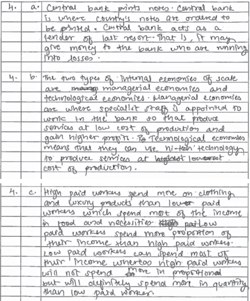 Example Candidate Responses (Standards Booklet)